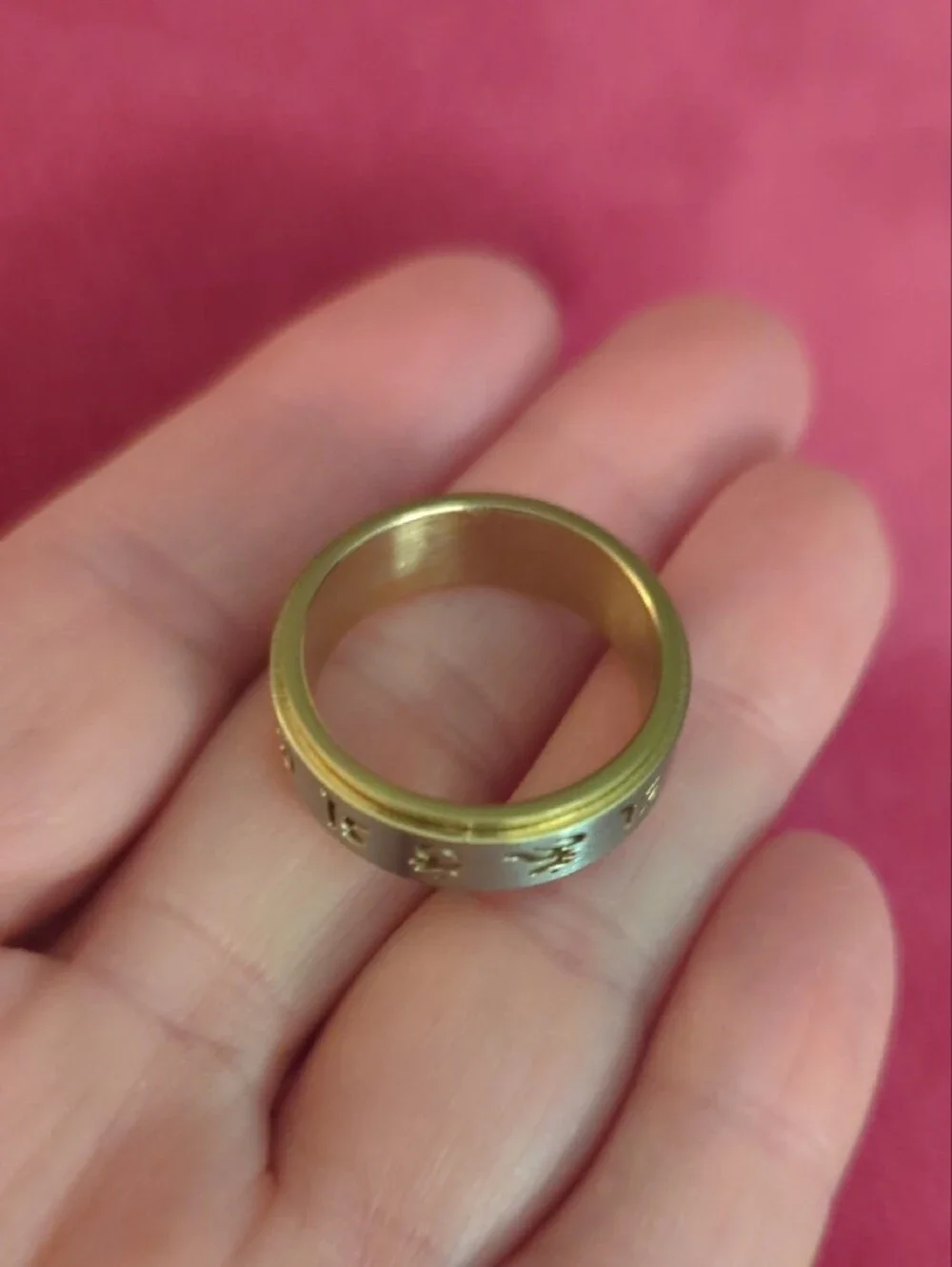 Two-Tone Gold & Silver Men's Script Band Ring